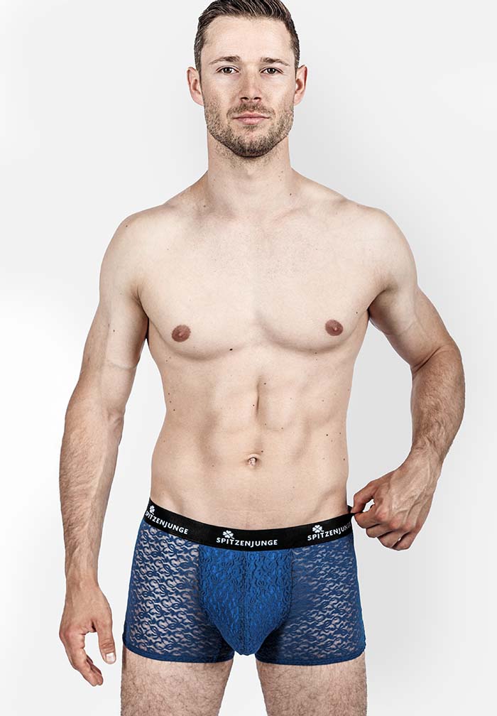 Empire Floris Blau- Designer Unterwäsche für Männer mit Spitze